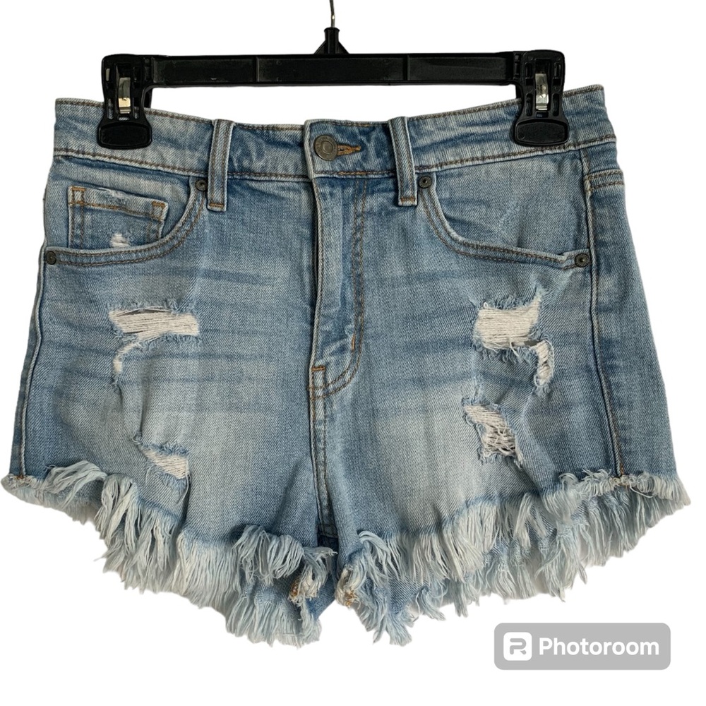 Eunina Denim Jean Shorts Womens S Light Blue Wash Lulu High Rise Cut Off Shortie